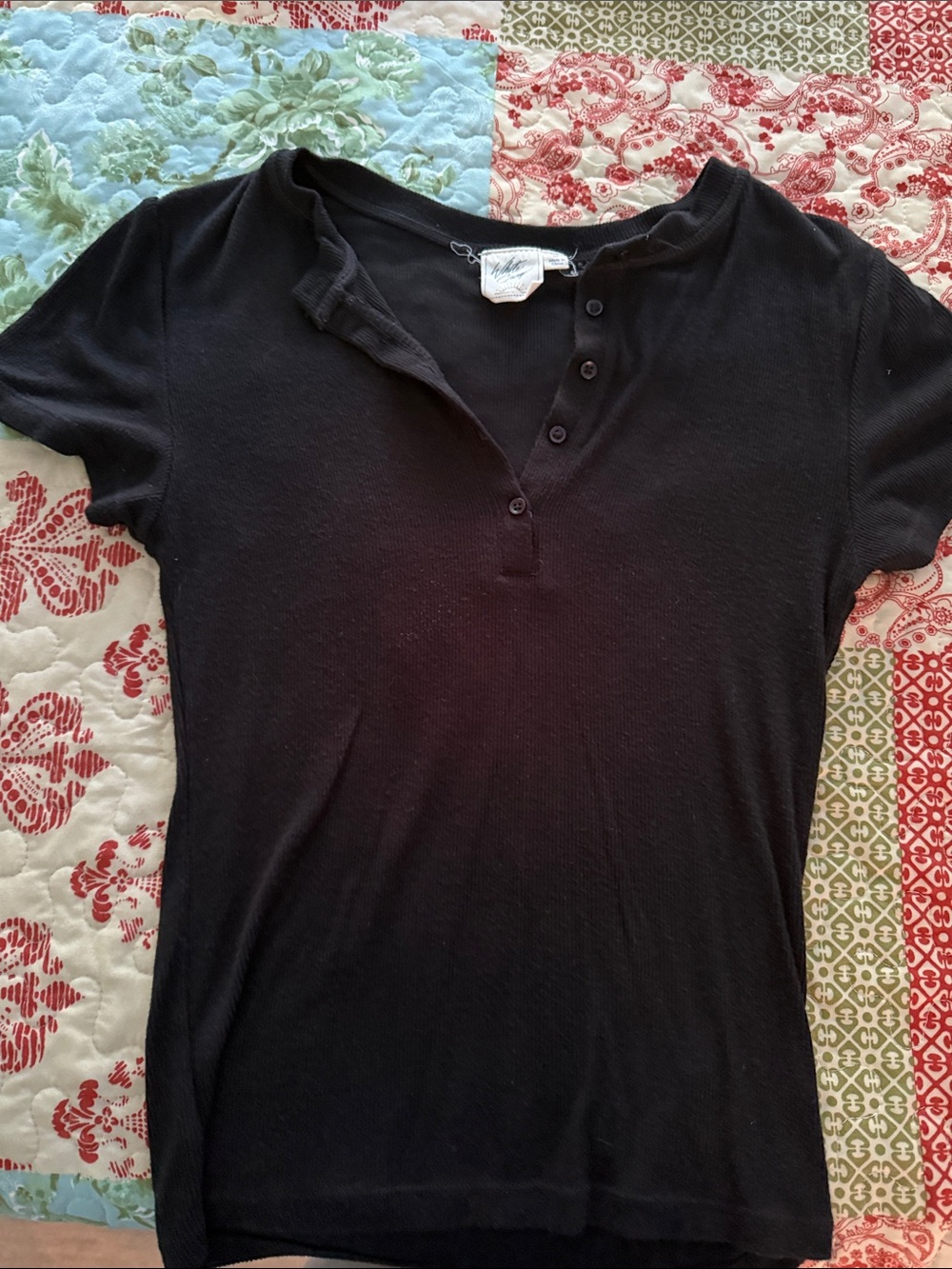 BKE Black Short-Sleeve Henley Tee
